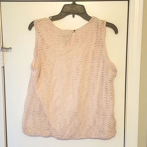 🔥SALE Baby Pink Liz Claiborne Sleeveless Lace Blouse - Picture 4 of 5